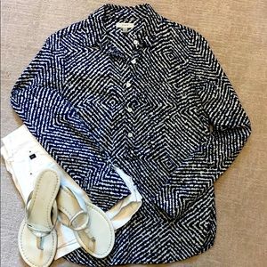 J. Crew Blue Linen Button Up Top